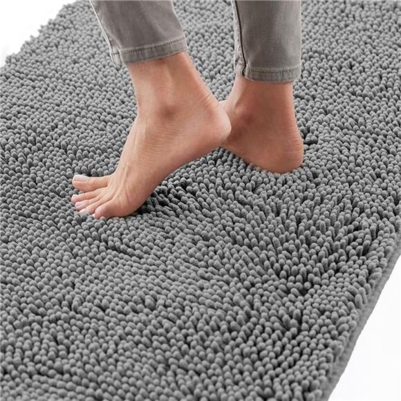 Bath Rug 24x17,Thick Soft Absorbent Chenille,Rubber Backing Quick Dry Microfiber - Picture 1 of 6